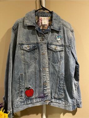 Disney Light Wash Denim Jacket with Embroidered Patches